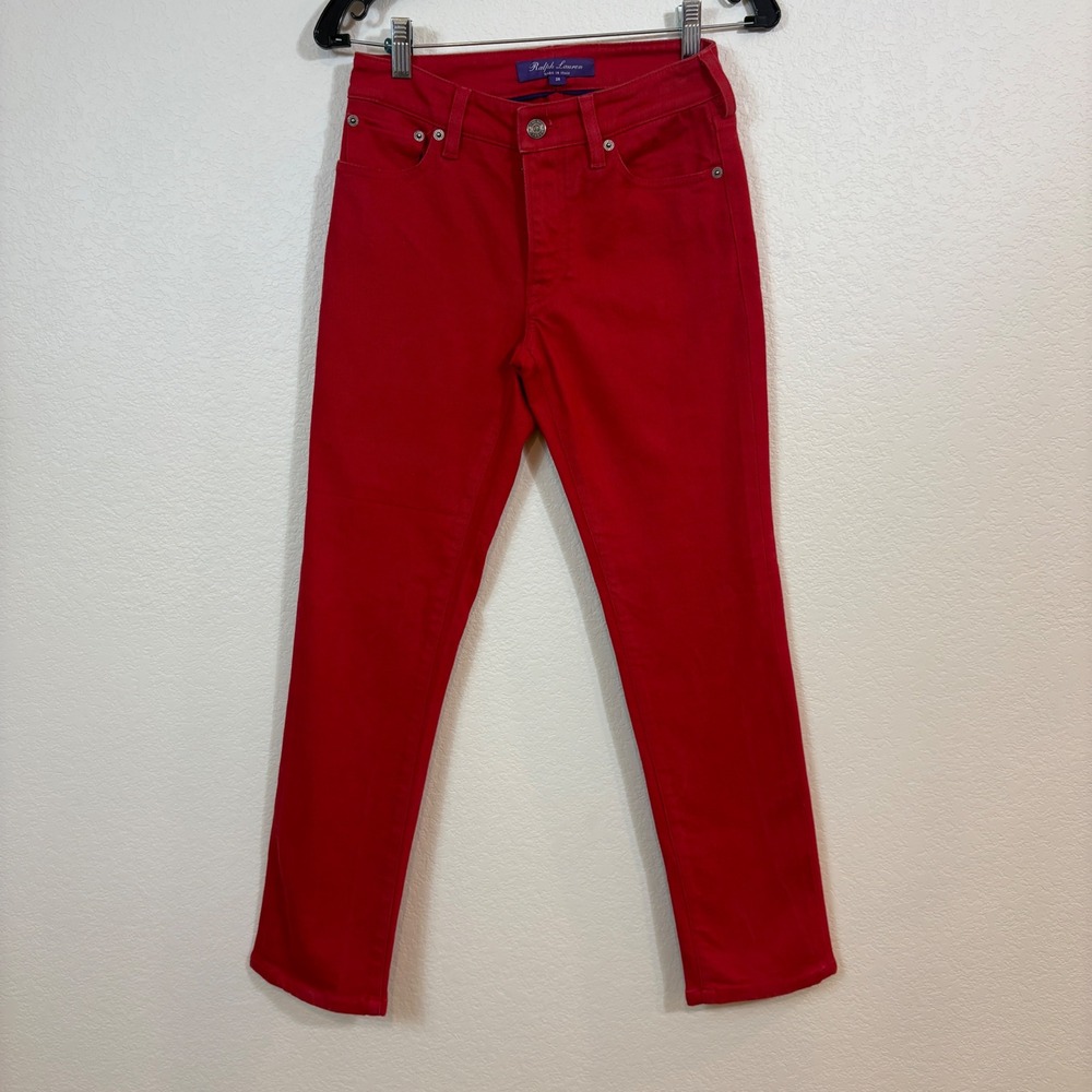 Ralph Lauren Jeans Women 26 Red Purple Label Made in Italy Straight Preppy Twee